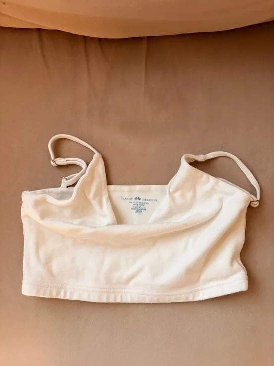 Brandy Melville White Ribbed V-Neck Tank Top - Picture 2 of 2